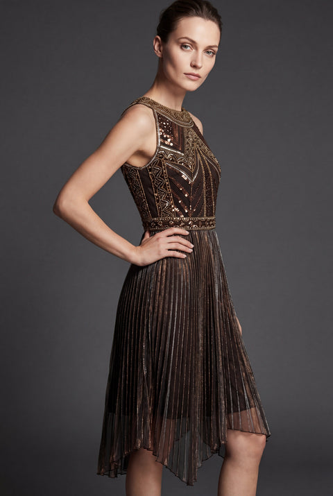 Beaded Flapper Dress with Asymmetric Hem