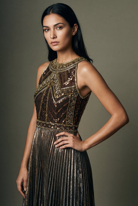 Beaded Flapper Dress with Asymmetric Hem