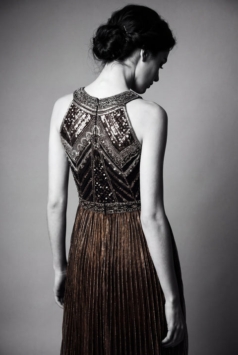 Beaded Flapper Dress with Asymmetric Hem