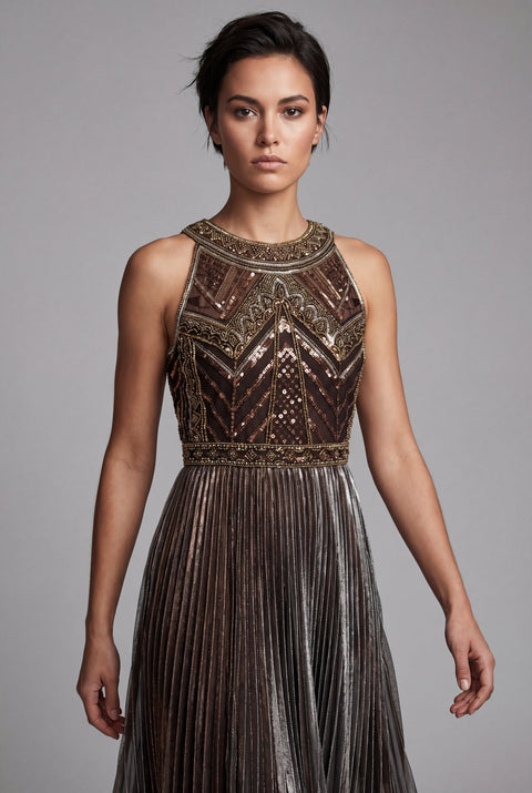 Beaded Flapper Dress with Asymmetric Hem