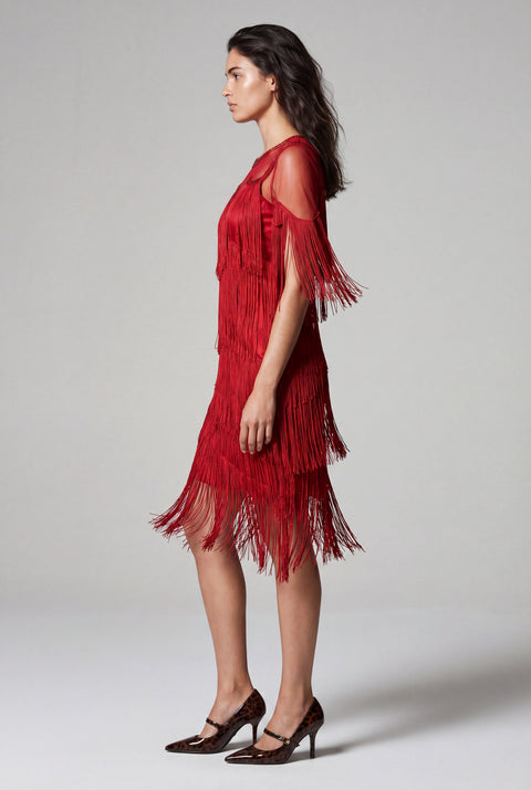 Red Fringe Flapper Dress