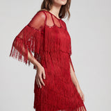 Red Fringe Flapper Dress