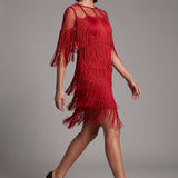 Red Fringe Flapper Dress