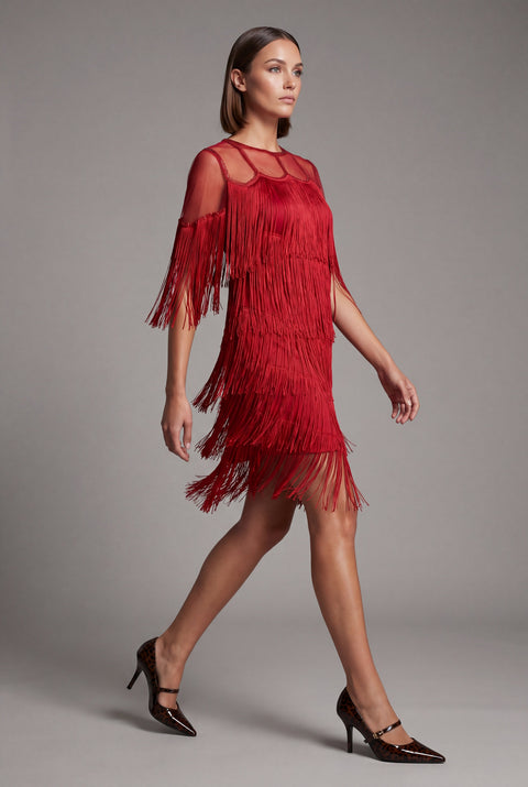 Red Fringe Flapper Dress