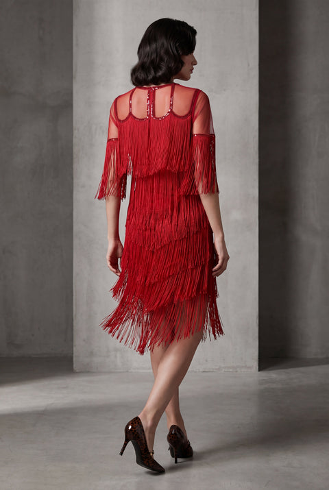Red Fringe Flapper Dress