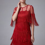 Red Fringe Flapper Dress