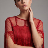 Red Fringe Flapper Dress