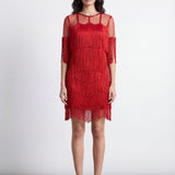 Red Fringe Flapper Dress