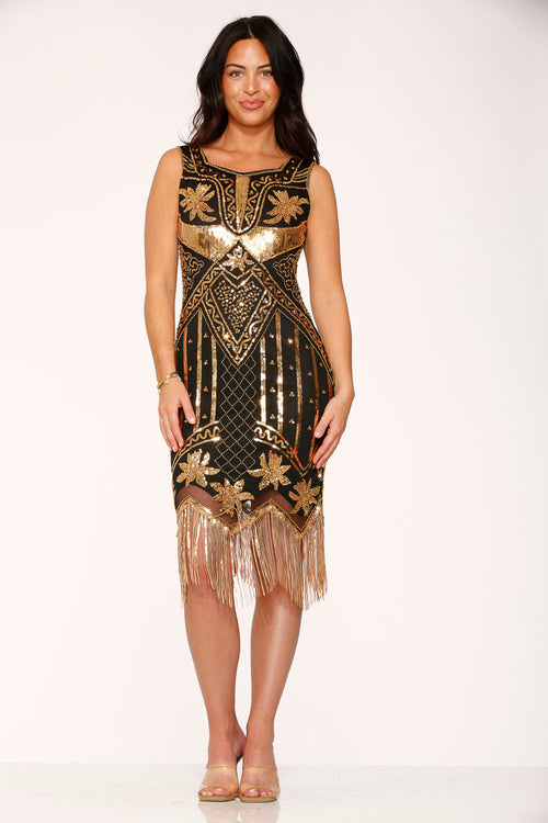 Black & Gold Flapper Dress