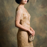 Beige Flapper Dress with Fringe