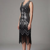 Silver and Black Art Deco Flapper Dress