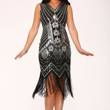 Black Silver Flapper Dress