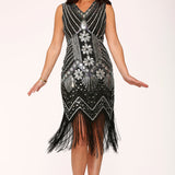 Black Silver Flapper Dress