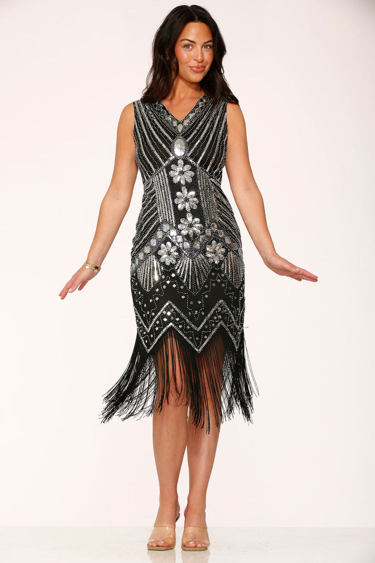 Black Silver Flapper Dress