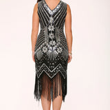 Black Silver Flapper Dress
