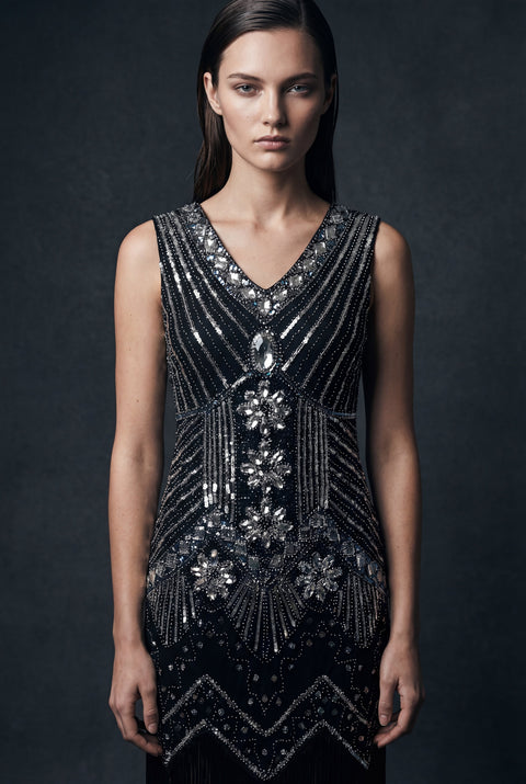 Silver and Black Art Deco Flapper Dress – ModCloth Silver and Black Art Deco Flapper Dress – ModCloth