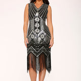 Black Silver Flapper Dress