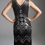 Silver and Black Art Deco Flapper Dress