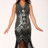 Black Silver Flapper Dress