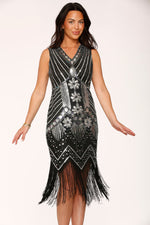 Black Silver Flapper Dress