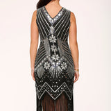 Black Silver Flapper Dress
