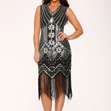 Black Silver Flapper Dress