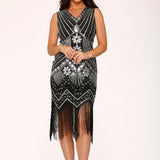 Black Silver Flapper Dress