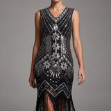 Silver and Black Art Deco Flapper Dress