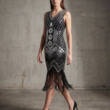 Silver and Black Art Deco Flapper Dress