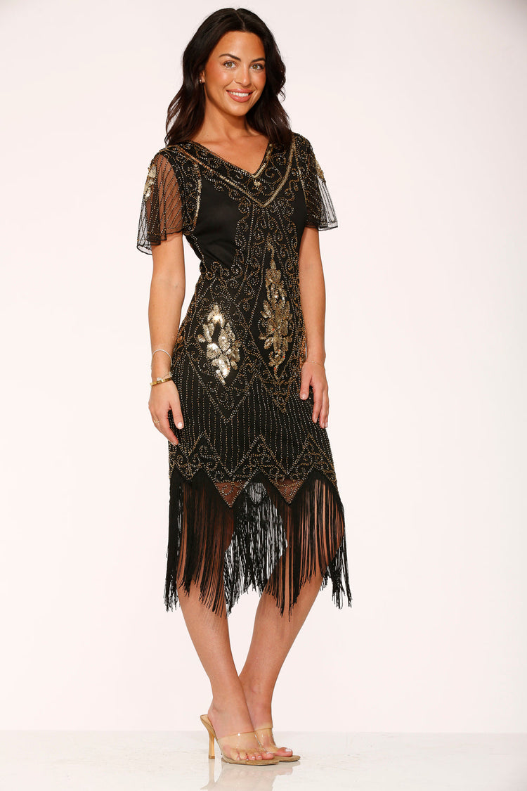 Black & Gold Flapper Dress