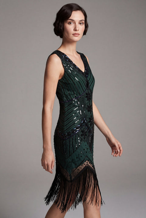 Emerald Art Deco Flapper Dress