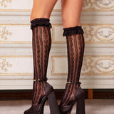 Sweetheart Ruffle Cuff Knee High Socks