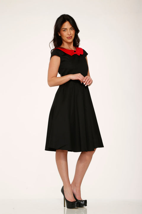Black & Red Collar Swing Dress