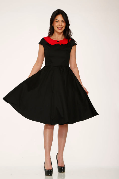 Black & Red Collar Swing Dress
