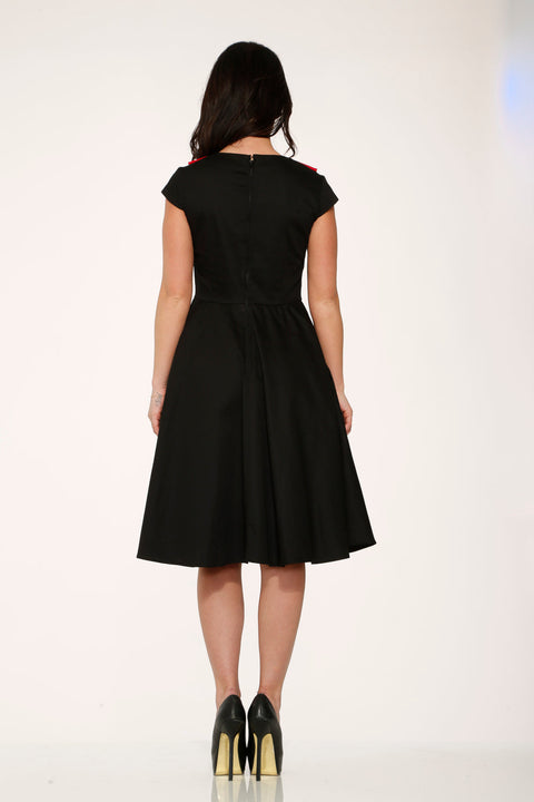 Black & Red Collar Swing Dress