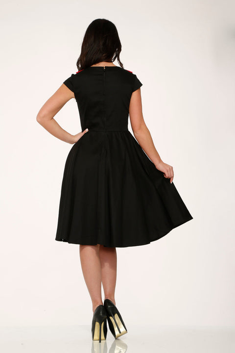 Black & Red Collar Swing Dress