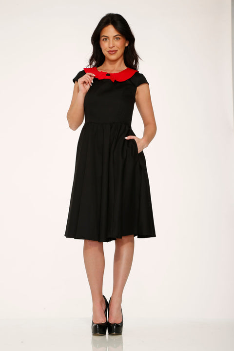 Black & Red Collar Swing Dress