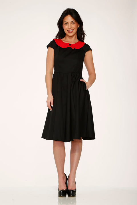 Black & Red Collar Swing Dress