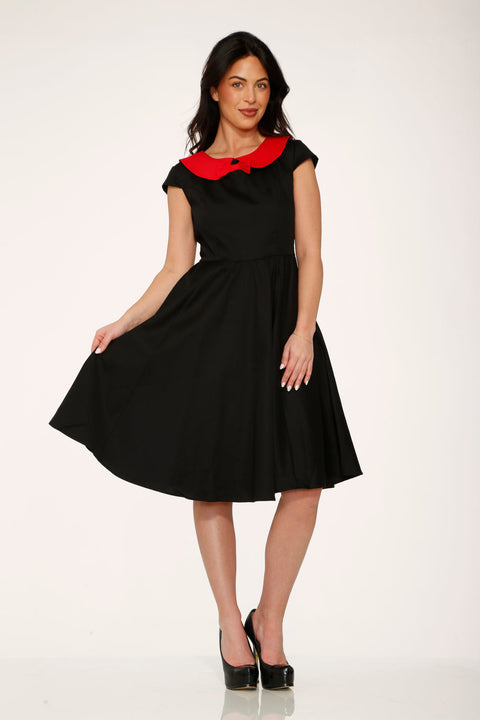 Black & Red Collar Swing Dress