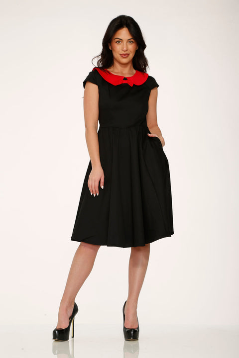 Black & Red Collar Swing Dress