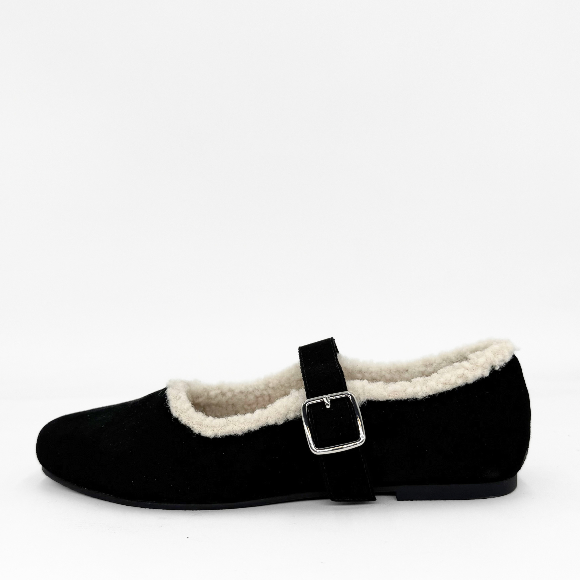Elka Shearling-Lined Mary Jane Flats