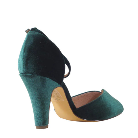 Lola Velvet Heels Green