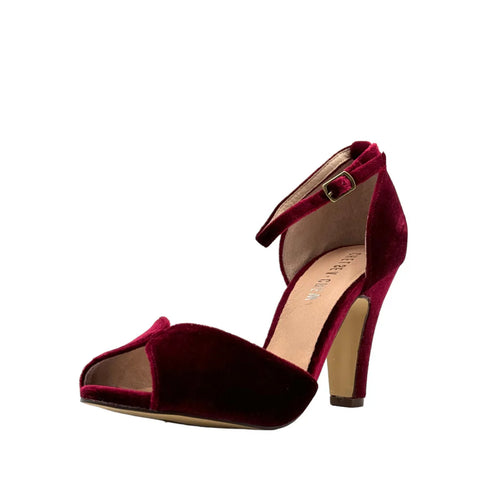Lola Velvet Heels Burgundy