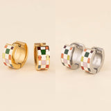 Checkered Super Chunky Huggie Hoop Earrings