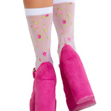 Rosette Sheer Crew Socks