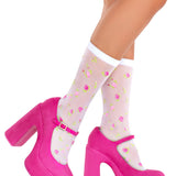 Rosette Sheer Crew Socks