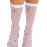 Rosette Sheer Crew Socks