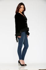 Black Gloria Velvet Tailed Jacket