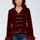 Burgundy Gloria Velvet Tailed Jacket