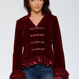 Burgundy Gloria Velvet Tailed Jacket